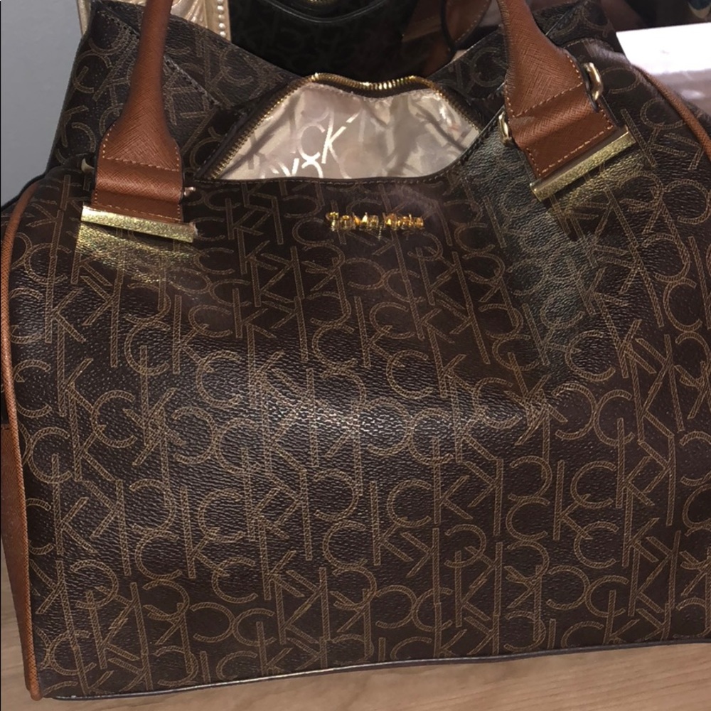 Calvin Klein brown monogram handbag